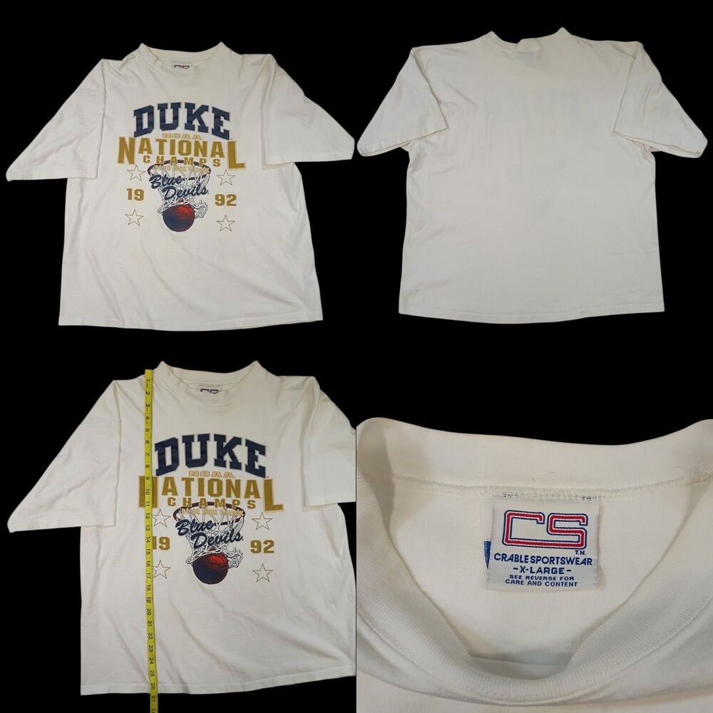 Vintage Duke 1991-92 Back To Back National Champs XL Made In USA T-Shirt Cotton